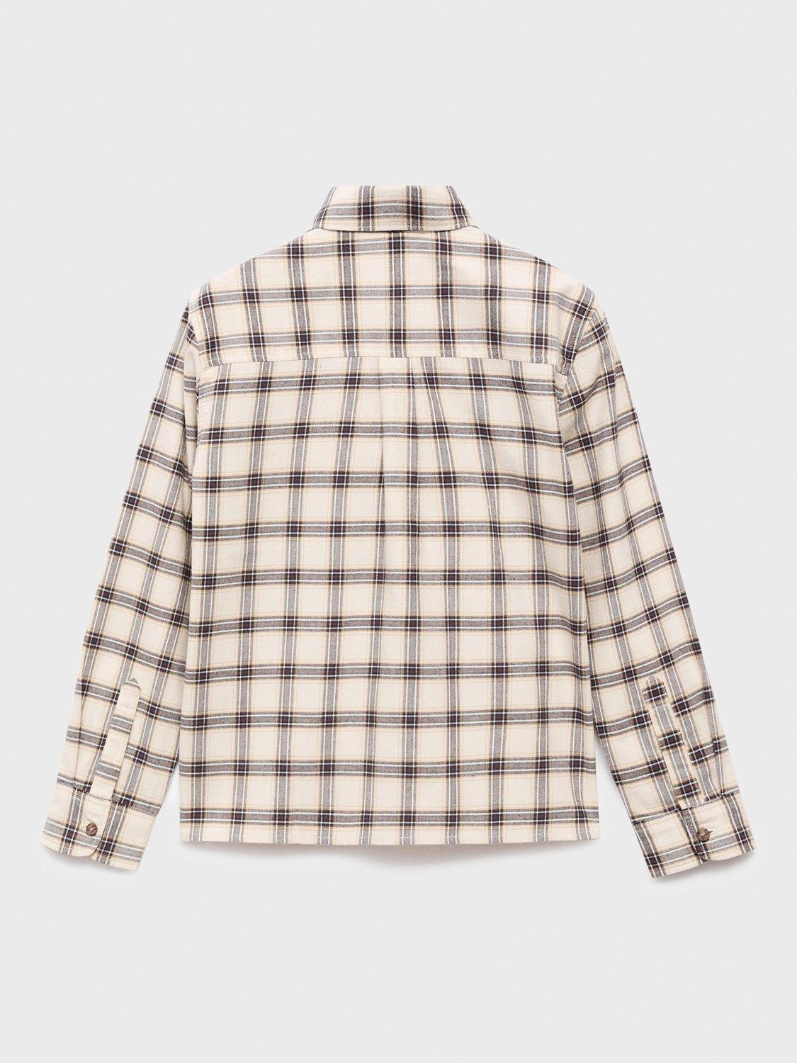 Product image 2 of 4, which shows Mango Kids' Berto Check Shirt, Light Beige, 10 years