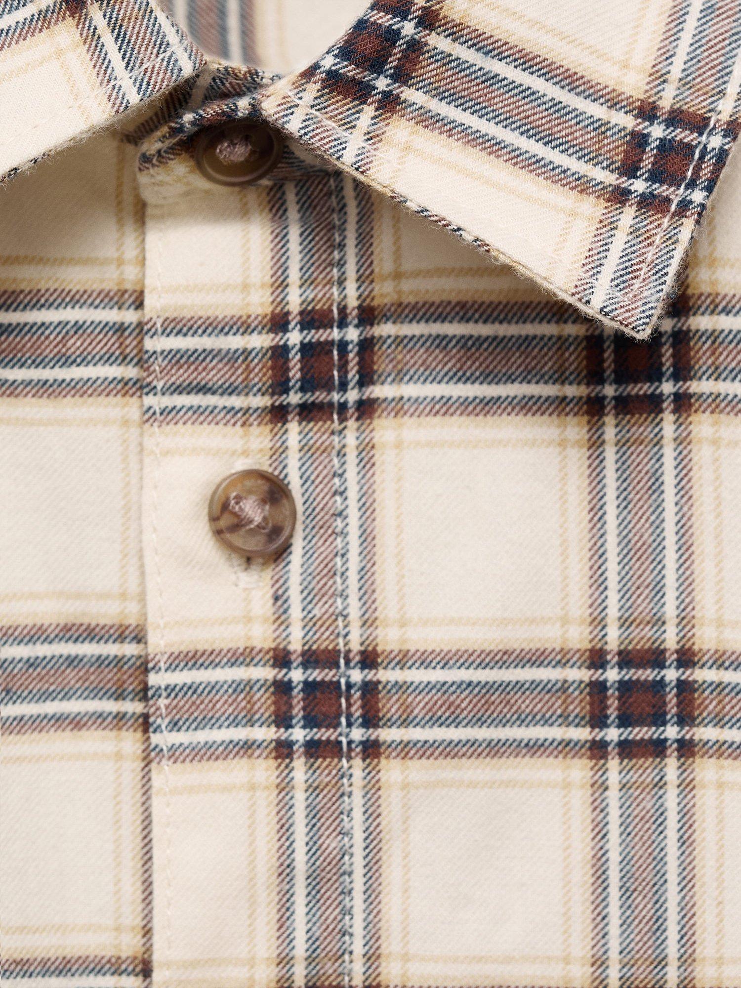 Product image 3 of 4, which shows Mango Kids' Berto Check Shirt, Light Beige, 10 years