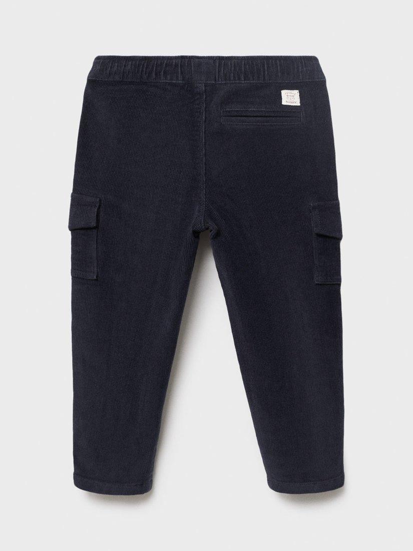 Product image 2 of 4, which shows Mango Kids' Toni Corduroy Drawstring Trousers, Navy, 2-3 years