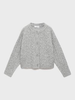 Mango Kids' Gracie Long Sleeve Cardigan, Grey