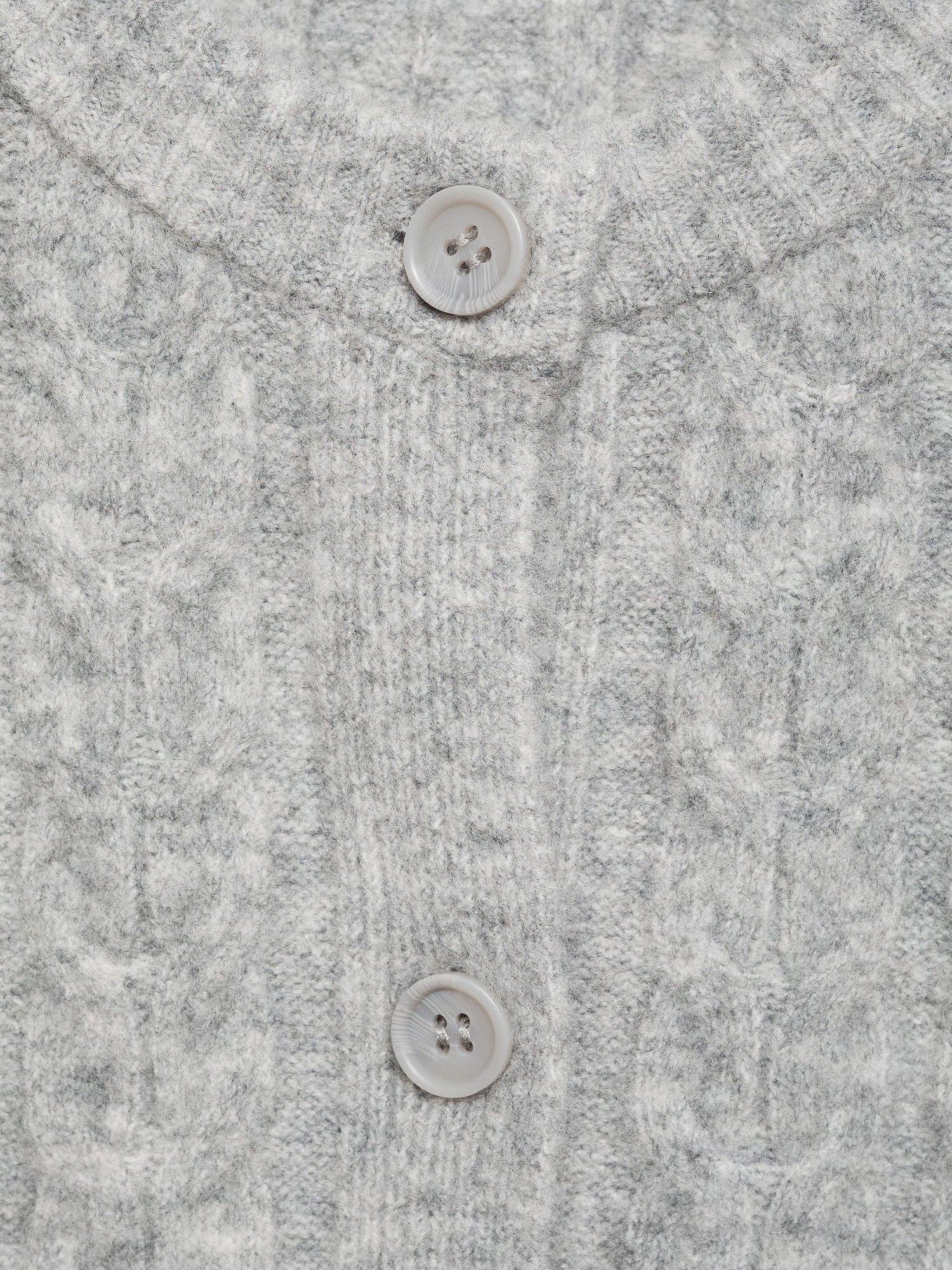 Product image 4 of 4, which shows Mango Kids' Gracie Long Sleeve Cardigan, Grey, 7-8 years