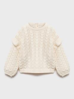 Mango Kids' Amelie Knitted Sweater, Natural White, Natural White
