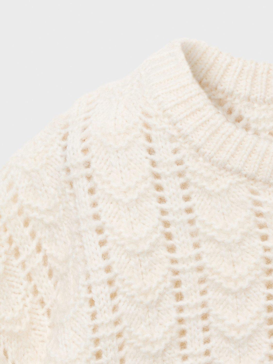 Product image 3 of 4, which shows Mango Kids' Amelie Knitted Sweater, Natural White, 12-18 months