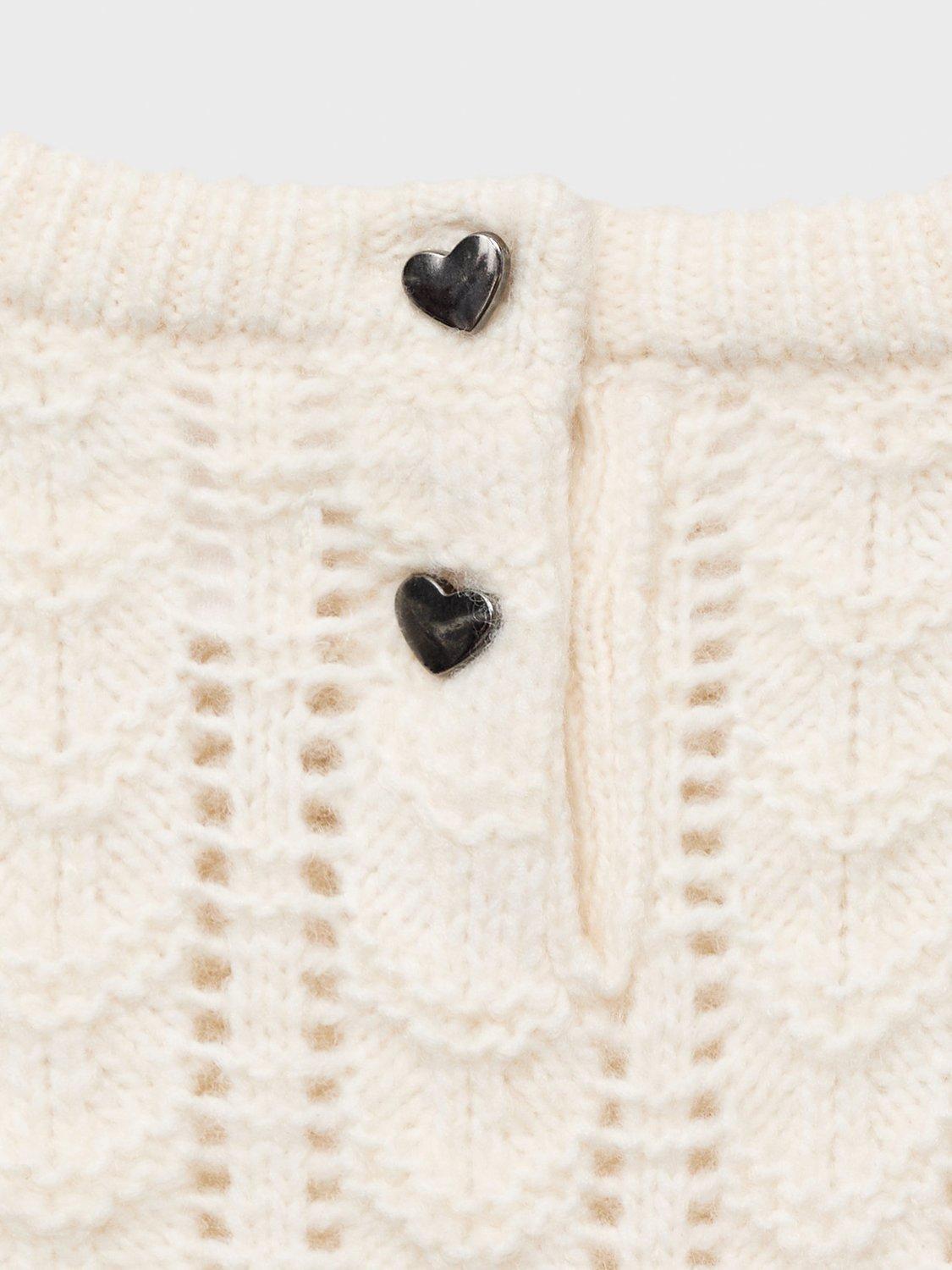 Product image 4 of 4, which shows Mango Kids' Amelie Knitted Sweater, Natural White, 12-18 months