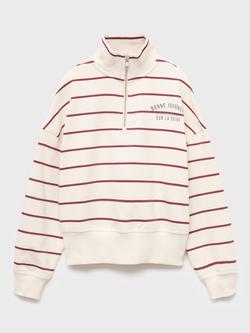 Mango Kids' Bonne Cotton Blend Striped Sweatshirt, Natural White, Natural White