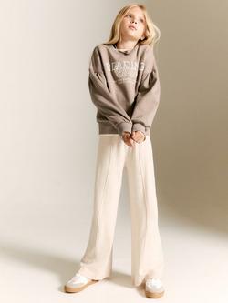 Mango Kids' Cotton Slogan Sweatshirt, Medium Brown, Medium Brown