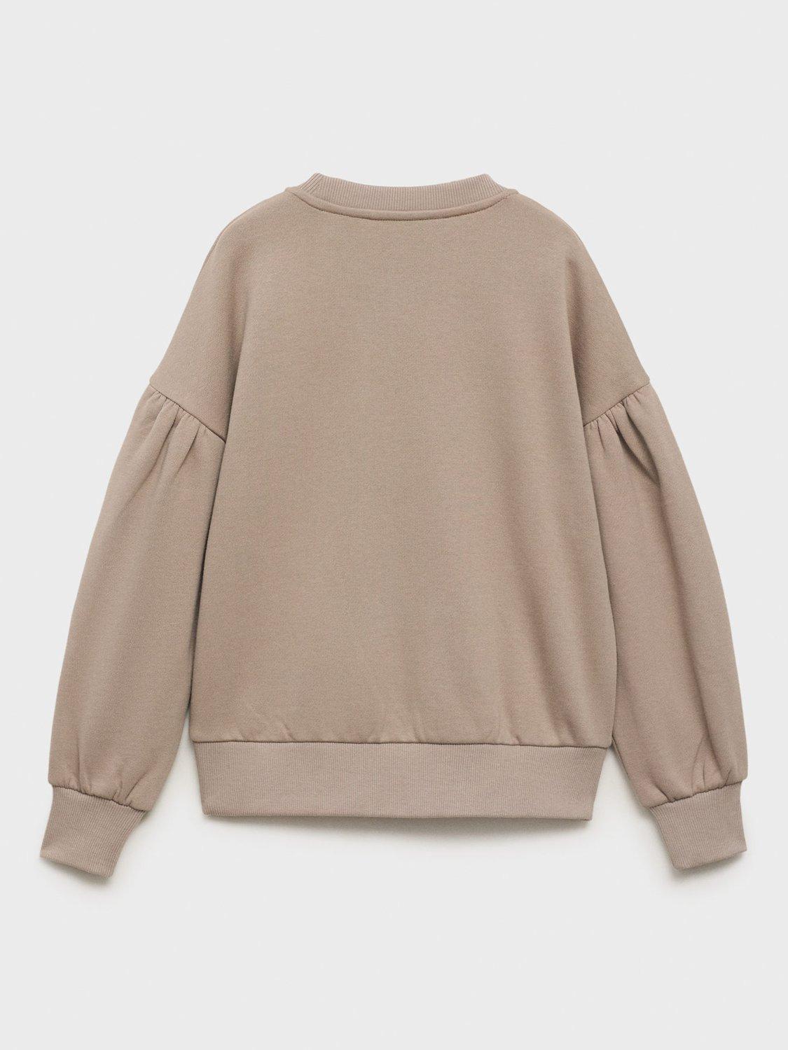 Product image 3 of 11, which shows Mango Kids' Cotton Slogan Sweatshirt, Medium Brown, 5-6 years