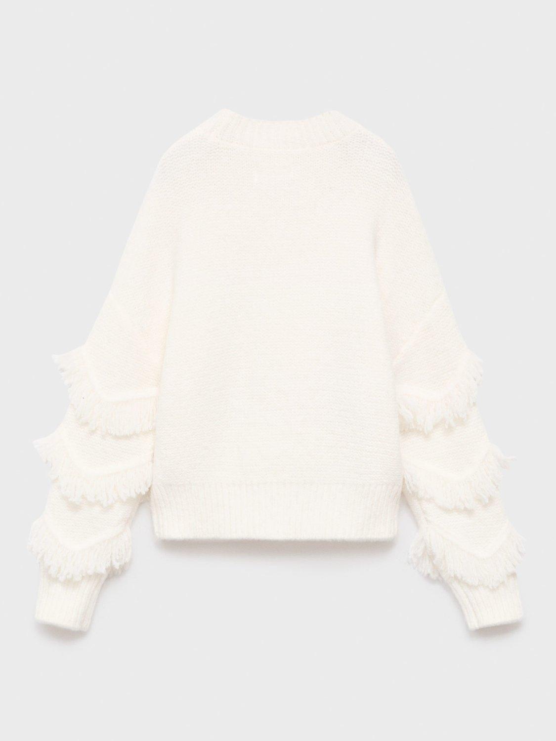 Product image 2 of 4, which shows Mango Kids' Flequi Fringe Jumper, Natural White, 9-10 years
