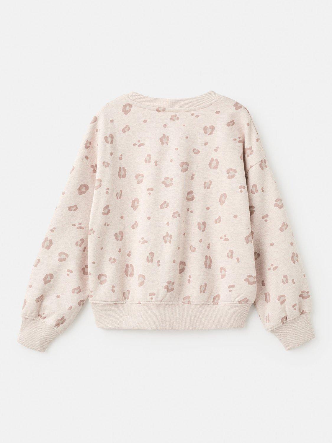 Product image 2 of 4, which shows Mango Kids' Cotton Leopard Print Sweatshirt, Lt Pastel Brown, 9-10 years