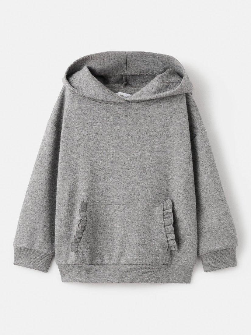 Product image 2 of 5, which shows Mango Kids' Rufliset Hoodie, Grey, 12-18 months