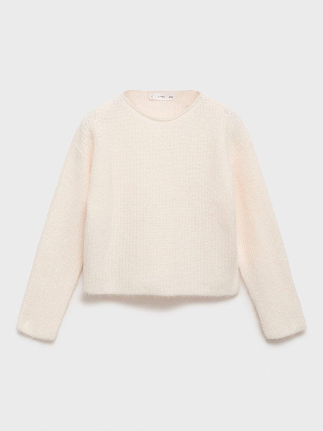 Product image 1 of 4, which shows Mango Kids' Sophie Knitted Ribbed Sweater, Beige, 5-6 years