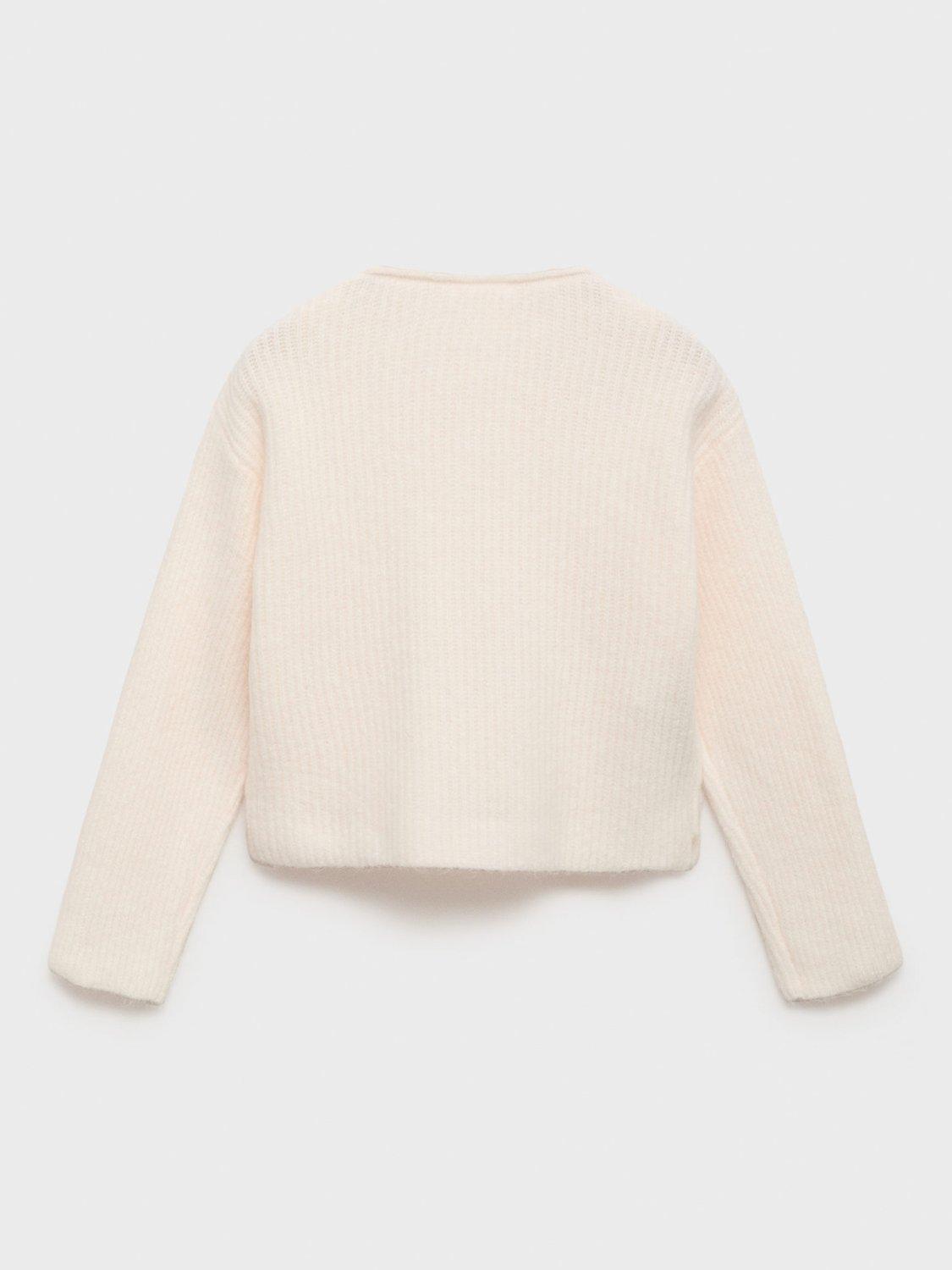 Product image 2 of 4, which shows Mango Kids' Sophie Knitted Ribbed Sweater, Beige, 5-6 years