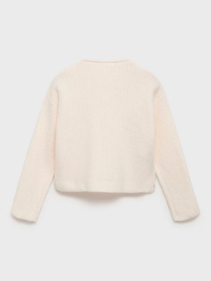 Mango Kids' Sophie Knitted Ribbed Sweater, Beige - view 2, Beige