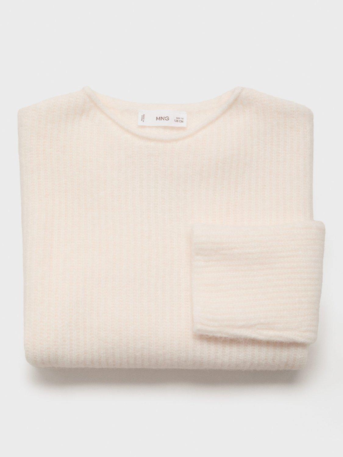 Product image 4 of 4, which shows Mango Kids' Sophie Knitted Ribbed Sweater, Beige, 5-6 years