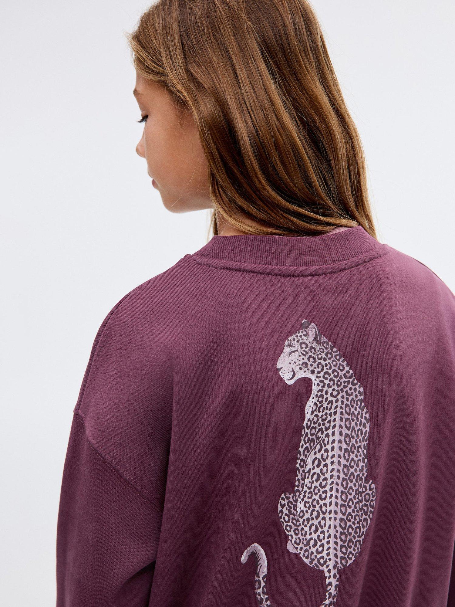 Product image 2 of 7, which shows Mango Kids' Cotton Graphic Print Sweatshirt, Dark Red, 5-6 years