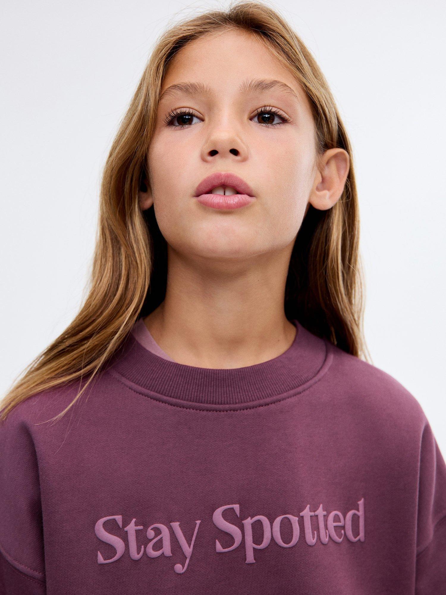 Product image 6 of 7, which shows Mango Kids' Cotton Graphic Print Sweatshirt, Dark Red, 5-6 years