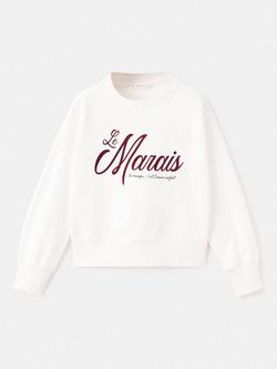 Mango Kids' Vivre Cotton Graphic Print Sweatshirt, Natural White, Natural White