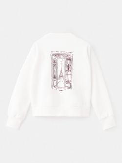 Mango Kids' Vivre Cotton Graphic Print Sweatshirt, Natural White - view 2, Natural White