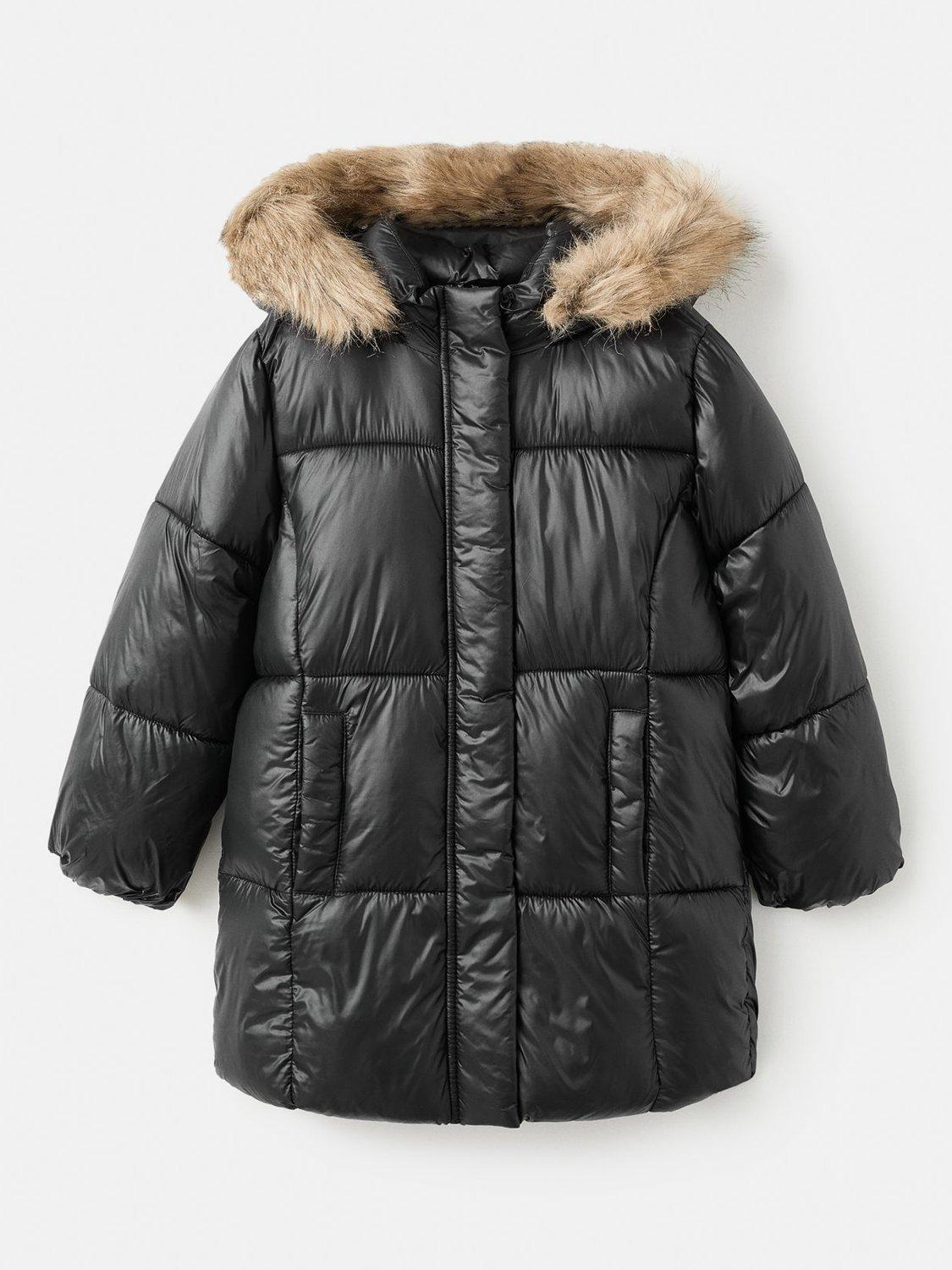 Product image 1 of 4, which shows Mango Kids' Cina Hooded Puffer Jacket, Black, 10 years