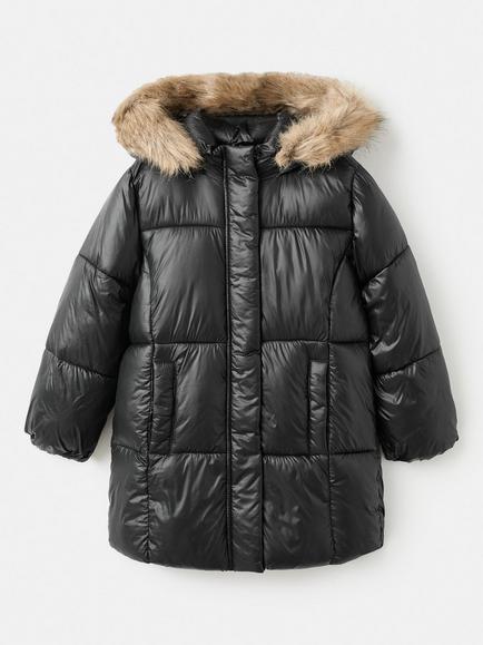 Mango Kids' Cina Hooded Puffer Jacket, Black, Black