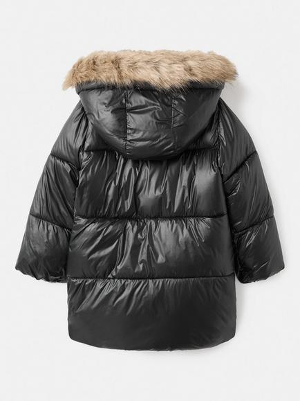 Mango Kids' Cina Hooded Puffer Jacket, Black - view 2, Black