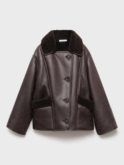 Mango Kids' Beth Faux Leather Coat, Dark Brown, Dark Brown