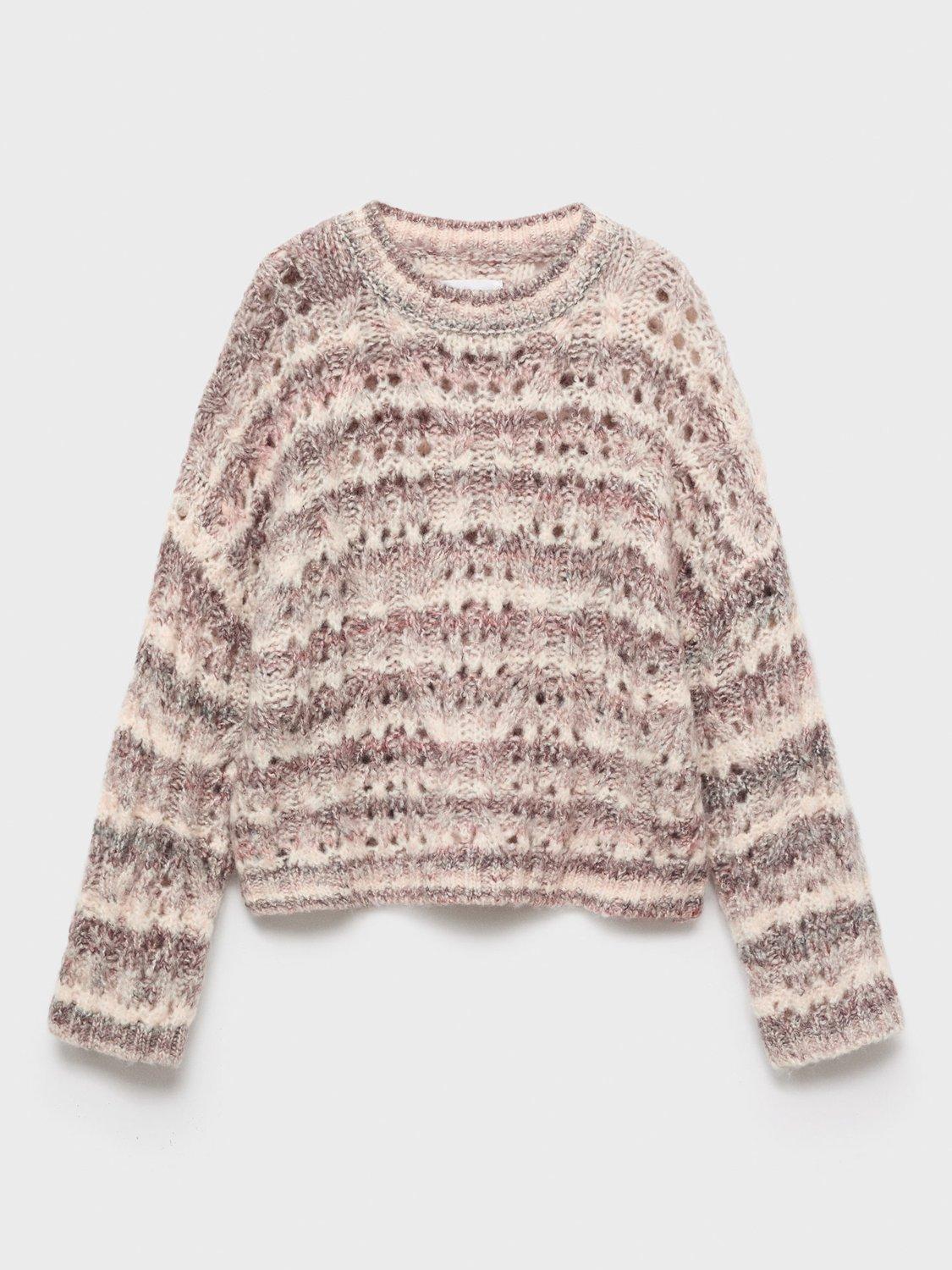 Product image 1 of 4, which shows Mango Kids' Sunset Speckled Jacquard Jumper, Multi, 5-6 years