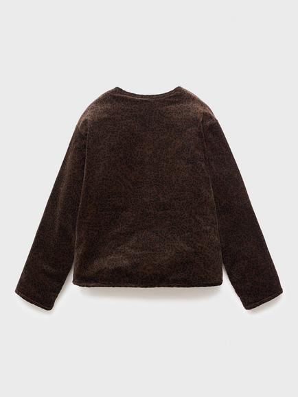 Mango Kids' Leo Corduroy Animal Print Jacket, Brown - view 2, Brown