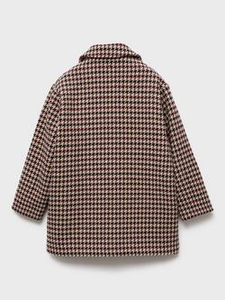 Mango Kids' Marian Dogtooth Coat, Dark Red - view 2, Dark Red