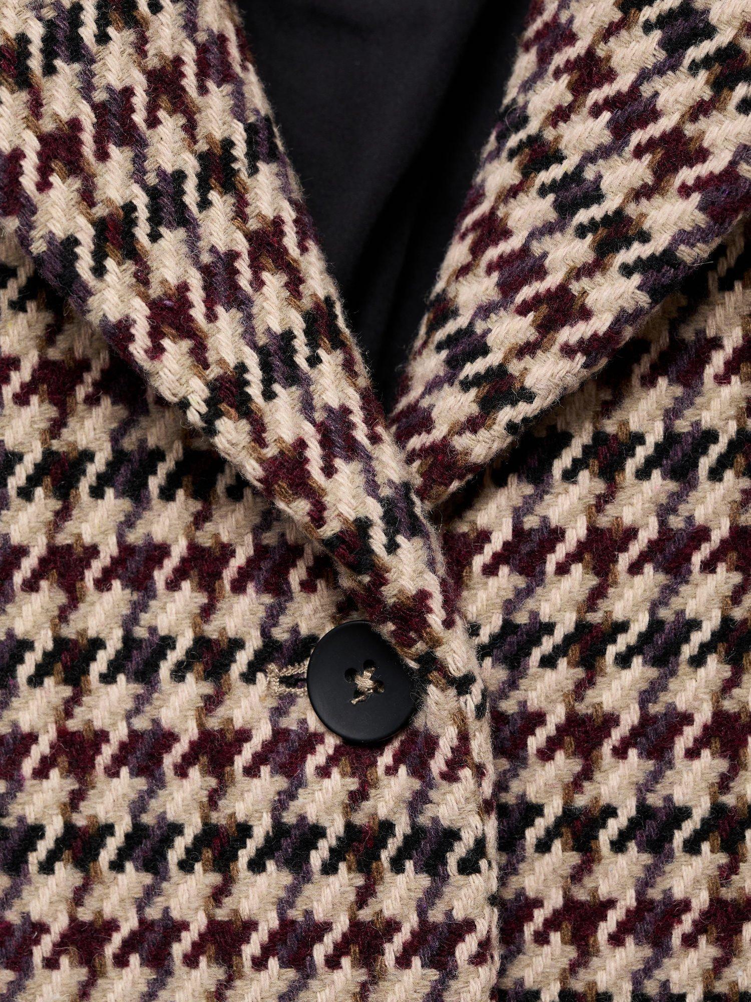 Product image 4 of 4, which shows Mango Kids' Marian Dogtooth Coat, Dark Red, 11 years