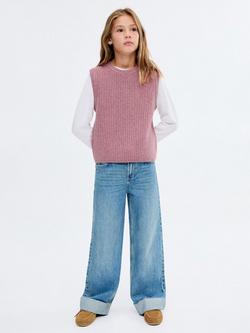 Mango Kids' Enea Knitted Vest, Dark Red - view 2, Dark Red