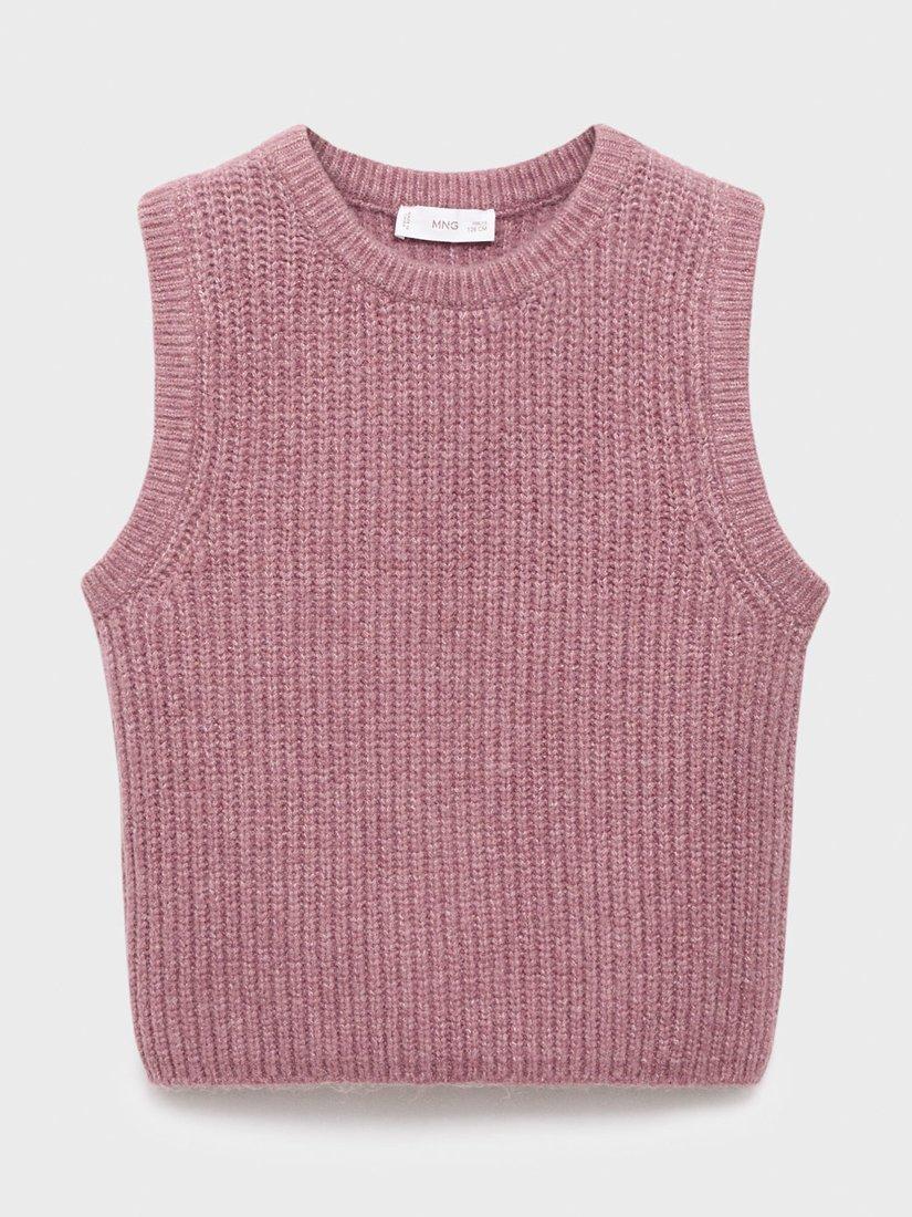 Product image 3 of 7, which shows Mango Kids' Enea Knitted Vest, Dark Red, 11-12 years