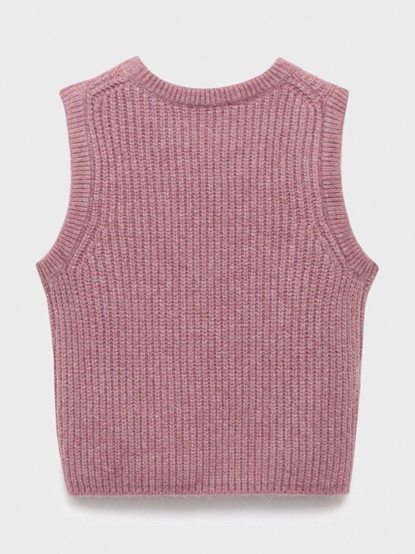 Product image 4 of 7, which shows Mango Kids' Enea Knitted Vest, Dark Red, 11-12 years
