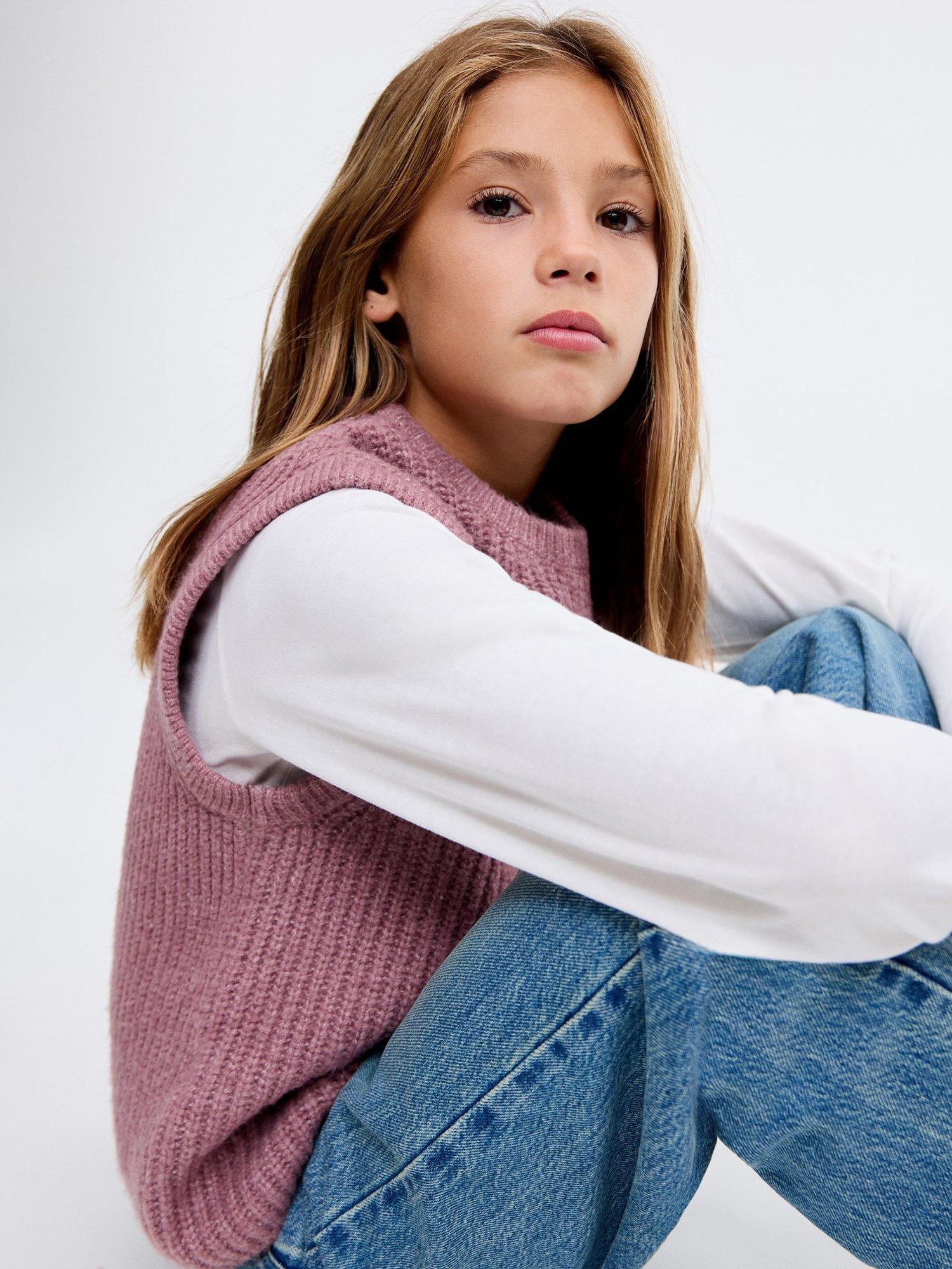 Product image 6 of 7, which shows Mango Kids' Enea Knitted Vest, Dark Red, 11-12 years