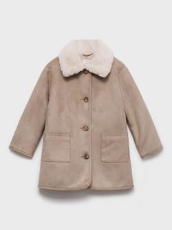 Mango Kids' Masella Collared Coat, Lt Pastel Grey, Lt Pastel Grey