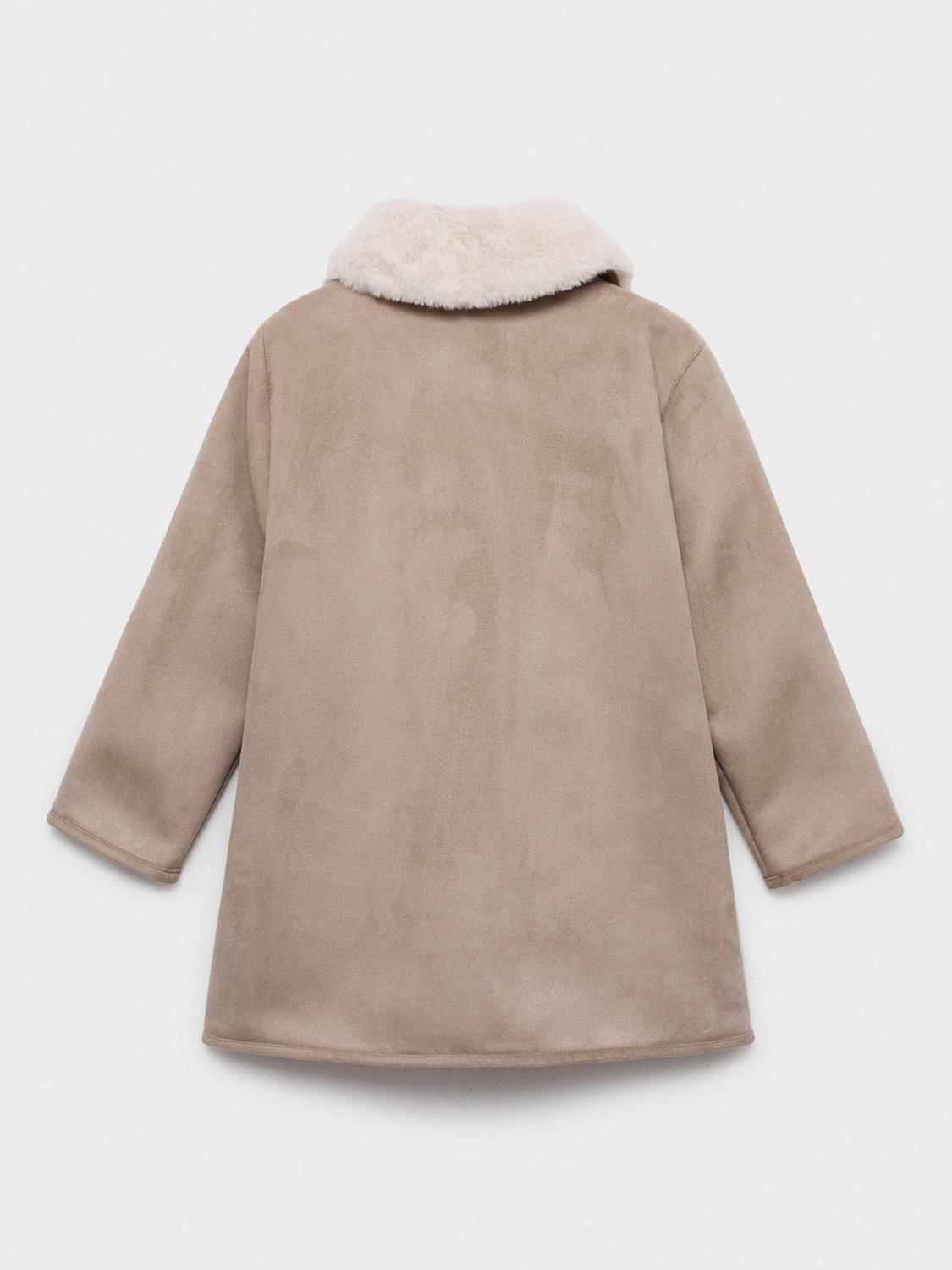 Product image 2 of 4, which shows Mango Kids' Masella Collared Coat, Lt Pastel Grey, 12-18 months