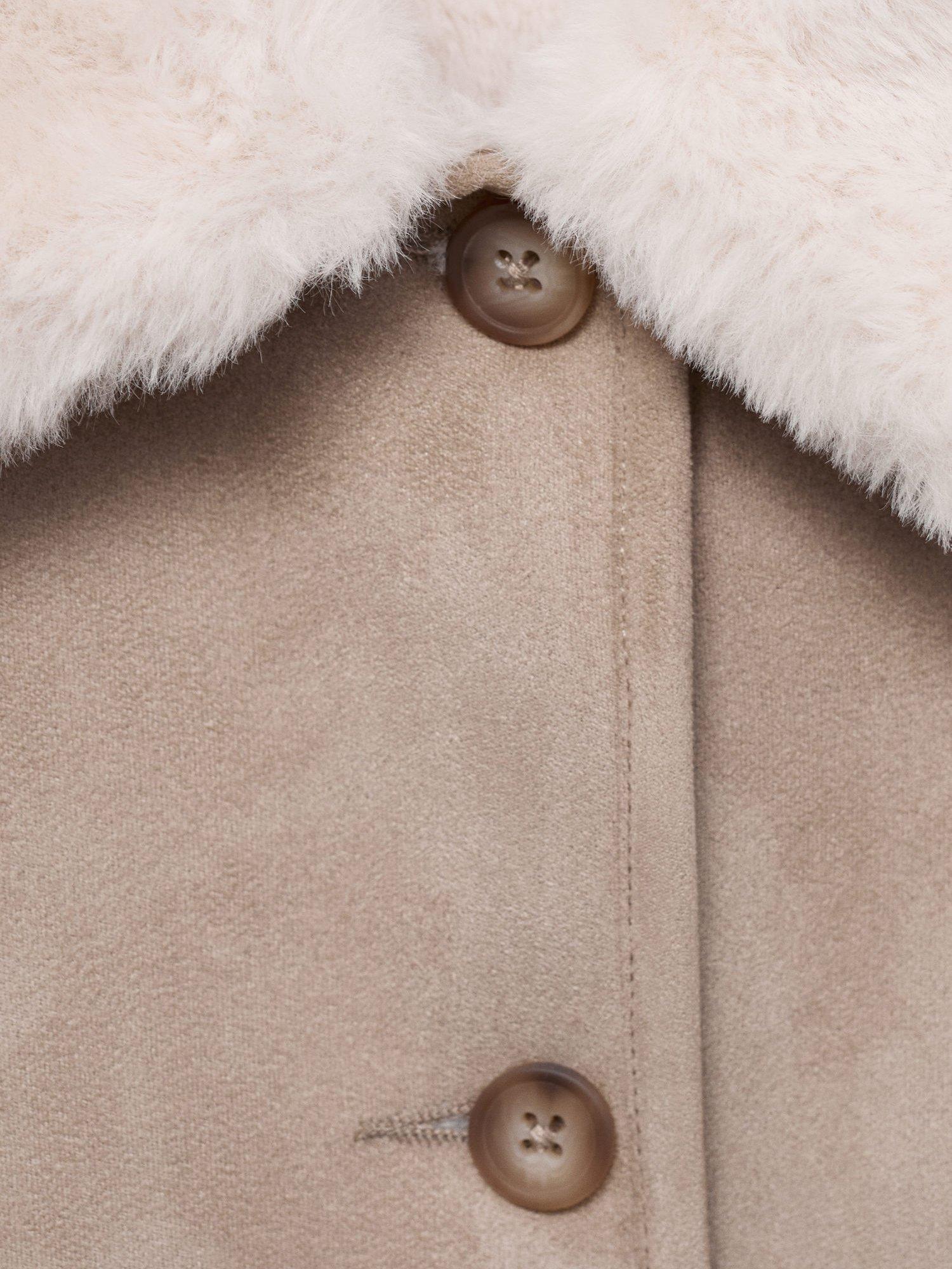 Product image 4 of 4, which shows Mango Kids' Masella Collared Coat, Lt Pastel Grey, 12-18 months