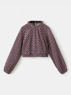 Mango Kids' Margoset Cotton Long Sleeve Blouse, Dark Red, Dark Red