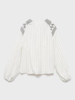 Mango Kids' Paola Long Sleeved Embroidered Blouse, White - view 2, White