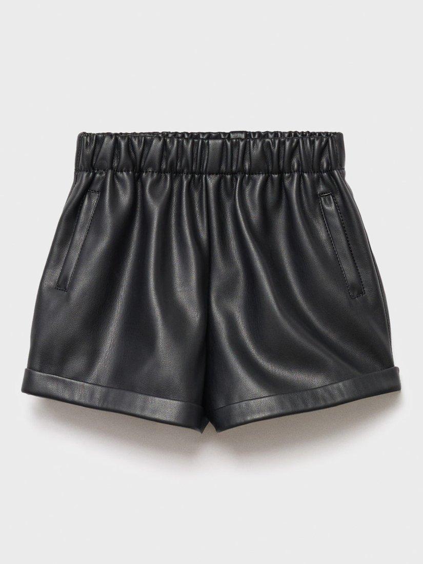Product image 1 of 4, which shows Mango Kids' Jana Elasticated Waist Shorts, Black, 12-18 months