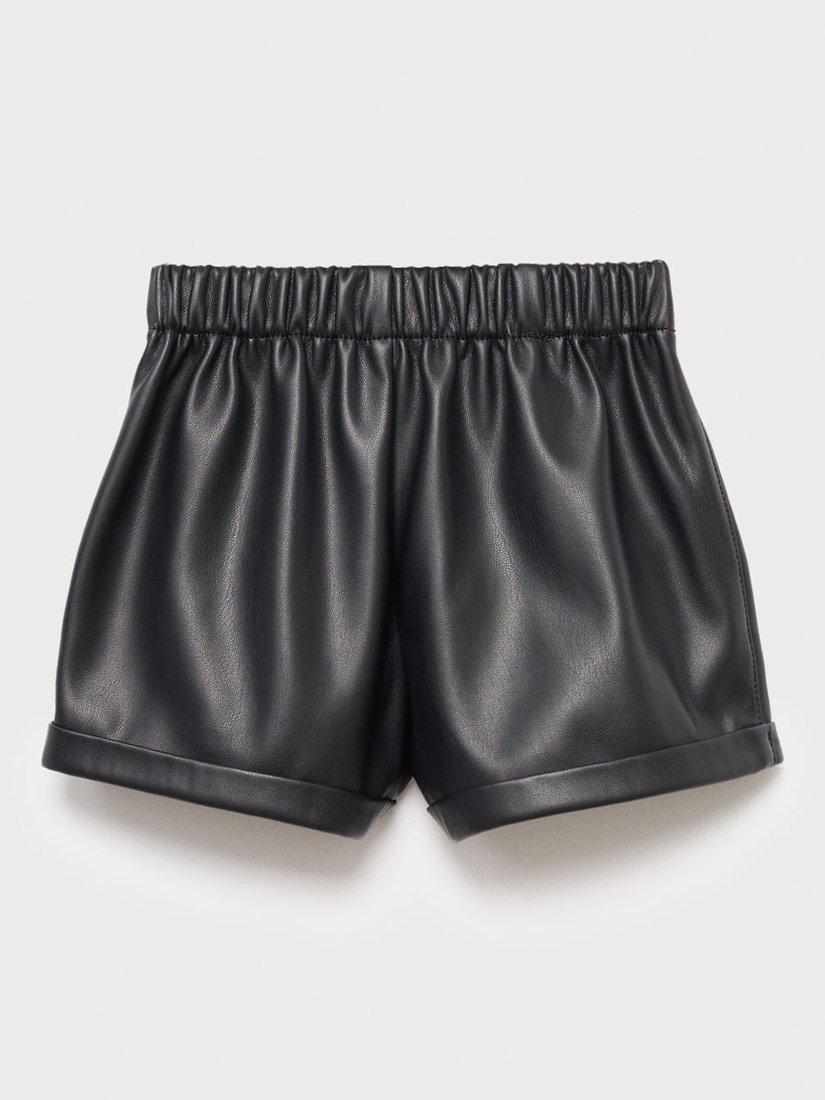 Product image 2 of 4, which shows Mango Kids' Jana Elasticated Waist Shorts, Black, 12-18 months