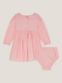 Monsoon Baby Cotton Long Sleeved Dress Set, Pink - view 2, Pink