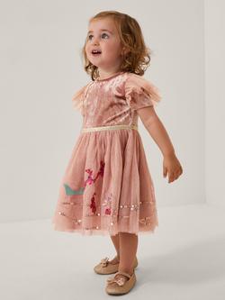 Monsoon Baby Velvet and Tulle Christmas Dress, Pink, Pink
