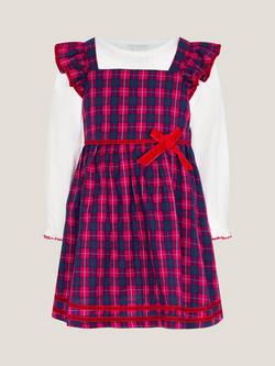 Monsoon Baby Tartan Pinafore Dress & Top Set, Red - view 2, Red