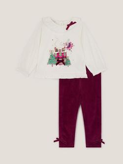 Monsoon Baby Christmas Top & Leggings Set, Burgundy, Burgundy