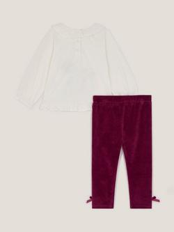Monsoon Baby Christmas Top & Leggings Set, Burgundy - view 2, Burgundy