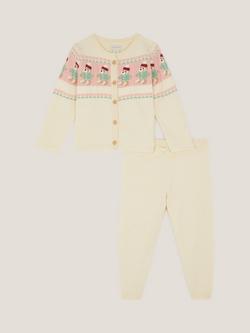 Monsoon Baby Fair Isle Cardigan and Leggings Set, Ivory, Ivory