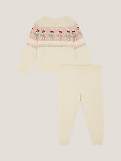 Monsoon Baby Fair Isle Cardigan and Leggings Set, Ivory - view 2, Ivory