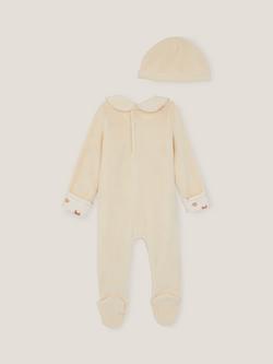 Monsoon Baby Bear Cotton Rich Sleepsuit and Hat Set, Ivory - view 2, Ivory