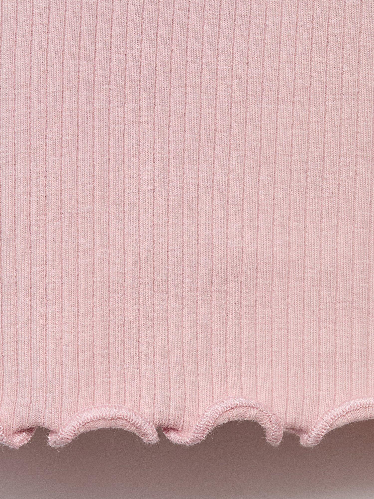 Product image 3 of 4, which shows Mango Kids' Cotton Blend High Neck Long Sleeve Top, Pink, 9-12 months